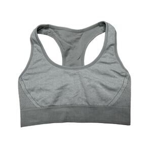 all in motion: Gray Racer back Sports Bra